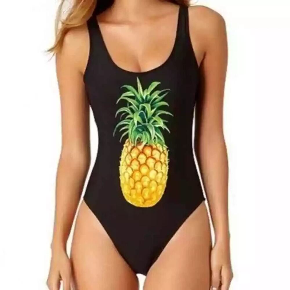 California Sunshine Womens One Piece Swim Size S Bathing Suit Pineapple Beach